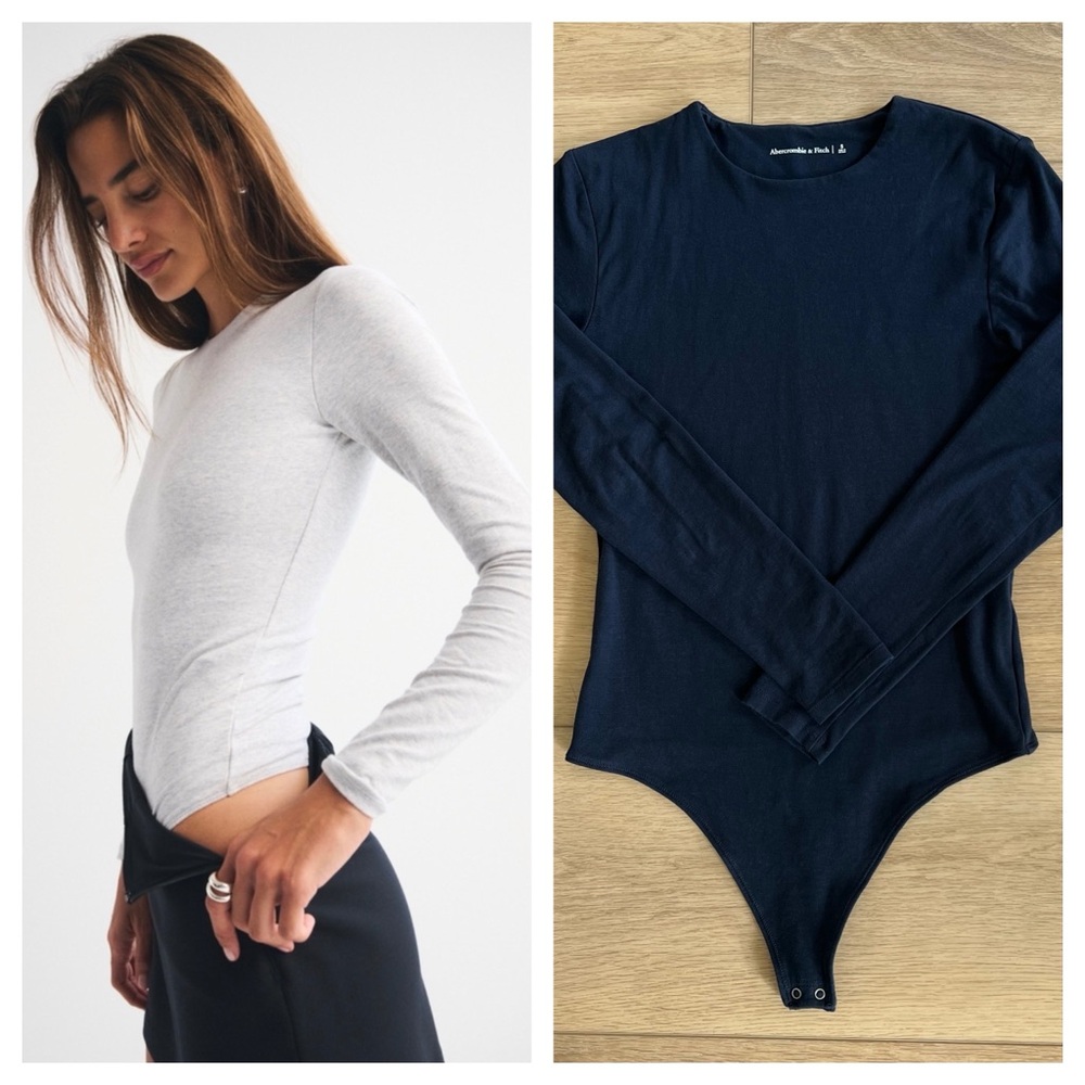 A&F Long Sleeve Seamless Bodysuit Navy